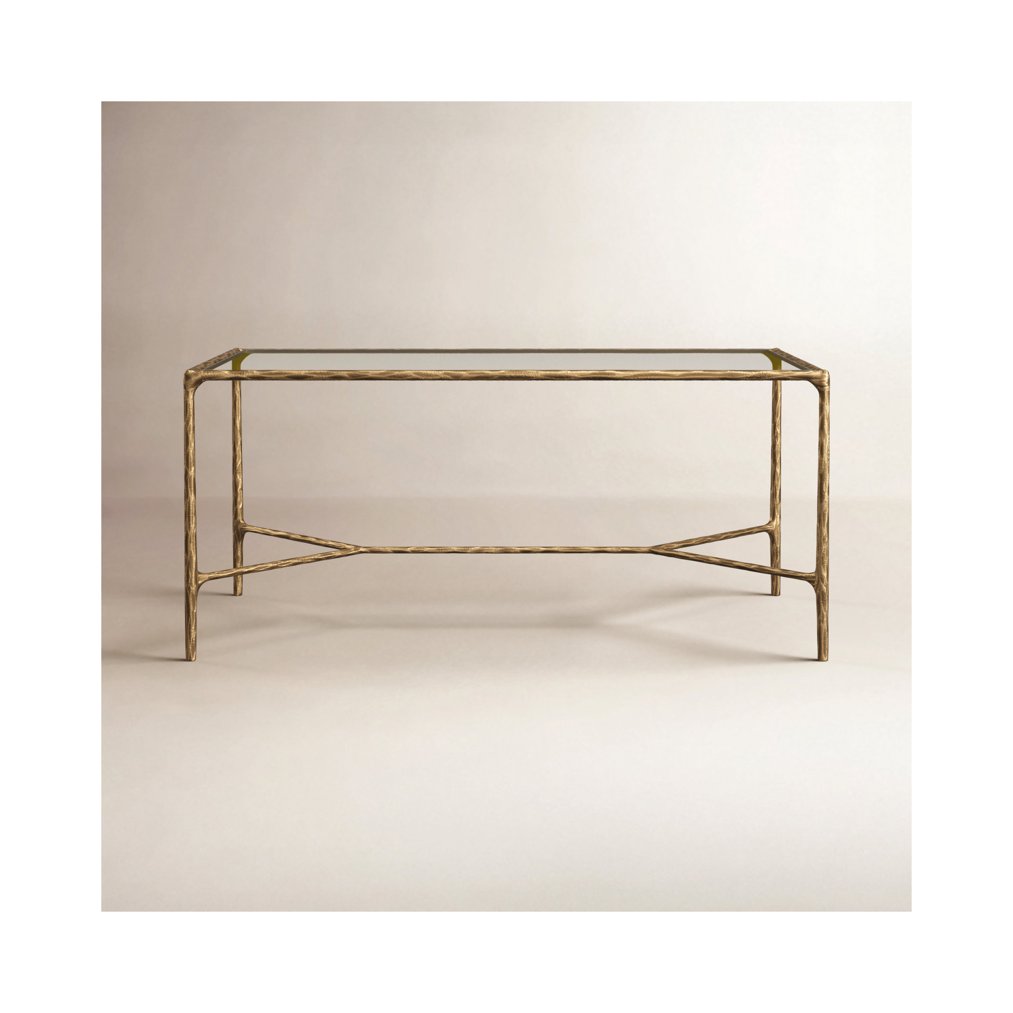 Evelynn Coffee Table, Clear, Brass