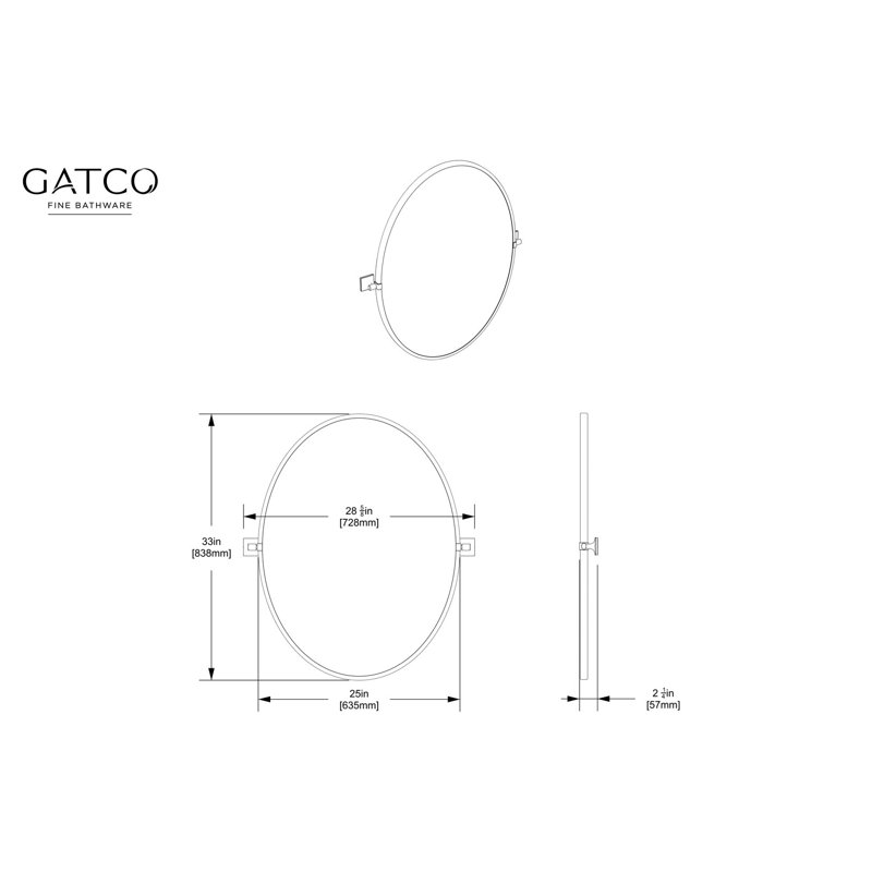 Waterline Framed Oval Bathroom / Vanity Mirror, 33" x 28.63"