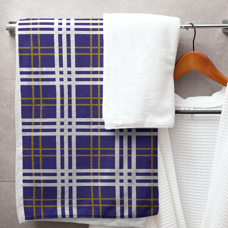 Serviette de bain Baltimore football Luxury, Microfibre, Mauve / or métallique / blanc
