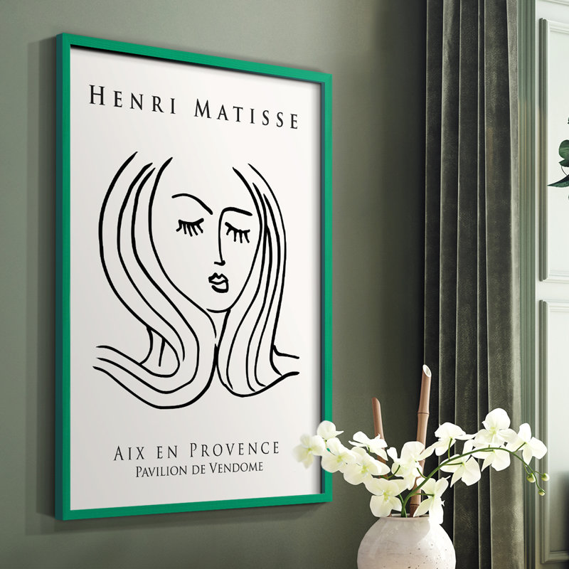 Matisse CXLVII, reproduction encadrée - bois massif, Vert, H 10 po x l 8 po