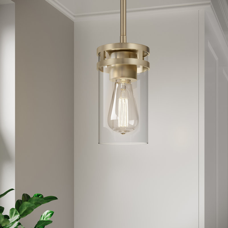 Mini-luminaire suspendu 1 lumière Lunden, Or moderne