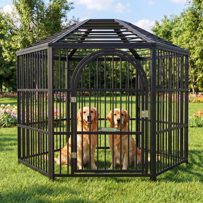 Large Heavy Duty Dog Crate with Cover Indoor & Outdoor