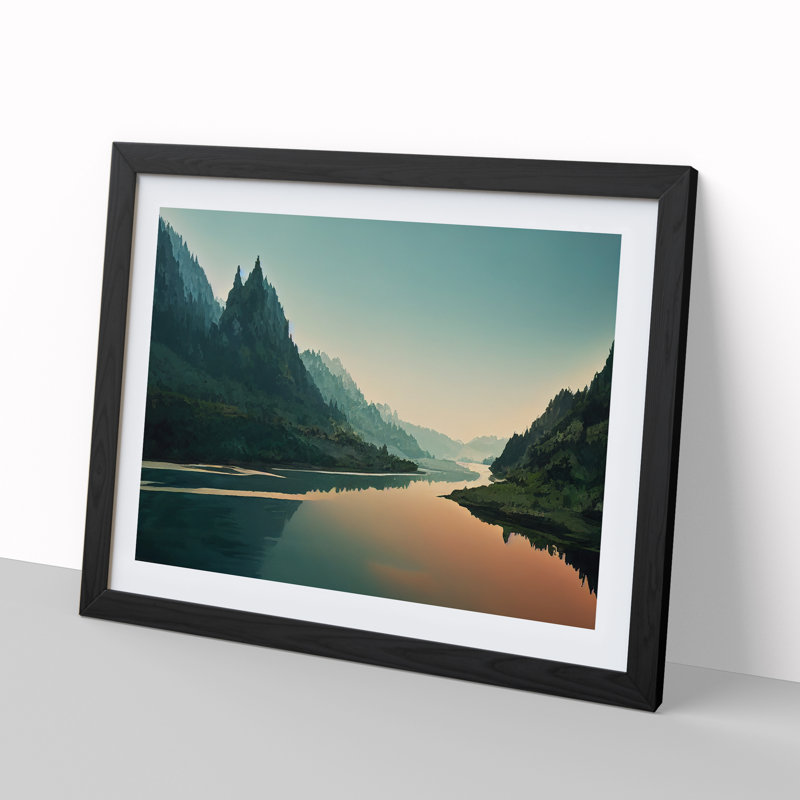 Desirable Forest River - Single Picture Frame Print, Black, 25cm H x 34cm W