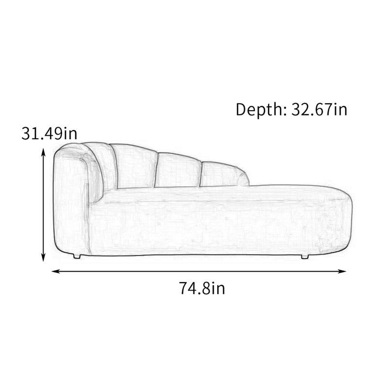 Méridiennes en flanelle Elegant Minimalist, Orienté à gauche (vu de face)