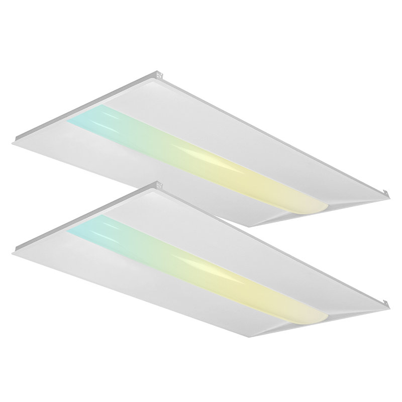 2x4 Ft Led Parkville Light, Center Basket Panel Light, Selectable Watt And Cct, 0-10v Dimming, 2 Pack