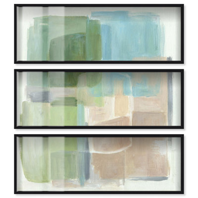 Ensemble de décoration murale sauge Ira Colmeva Soft Structure II par Art Remedy, cadre noir, 48 x 16