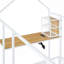 Cadre de lit en métal avec bureau, tablettes, prises de courant et ports USB, blanc