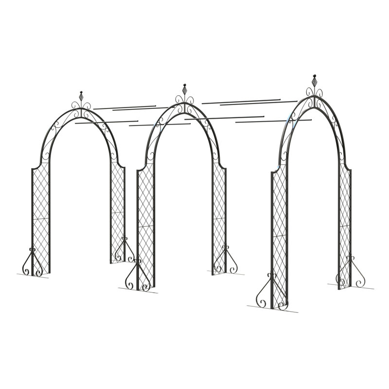 Raiford 182cm W x 53cm D Metal Arbour, Black