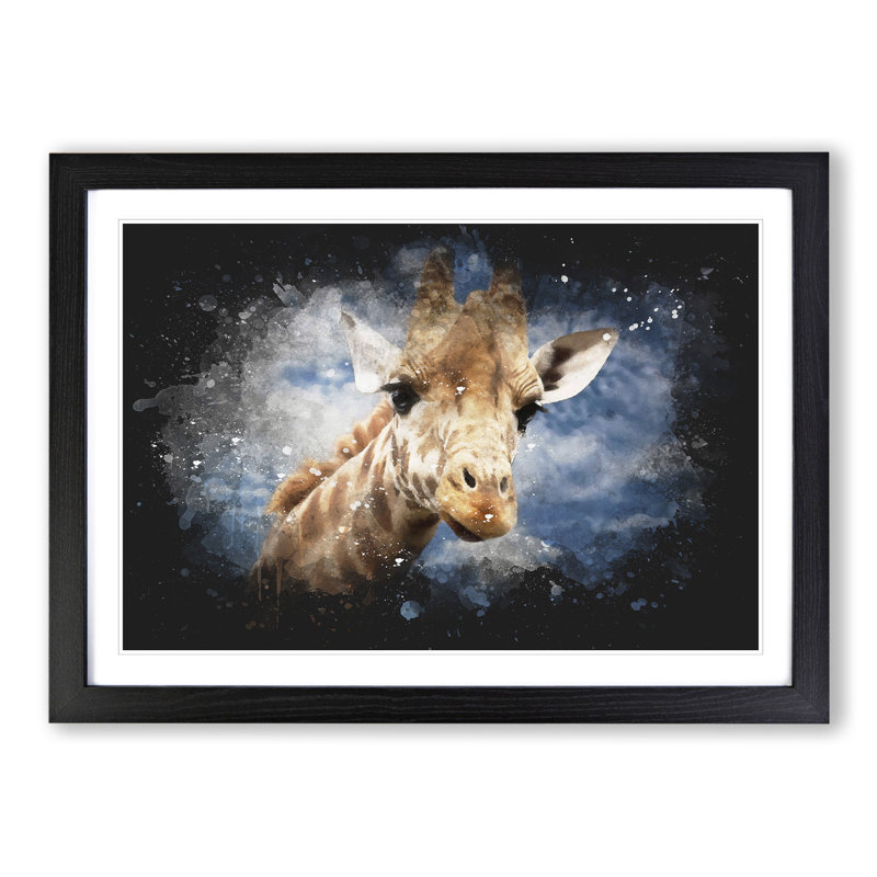 Giraffe Vol.2 - Picture Frame Painting, 27cm H x 36cm W x 2cm D, Black Framed