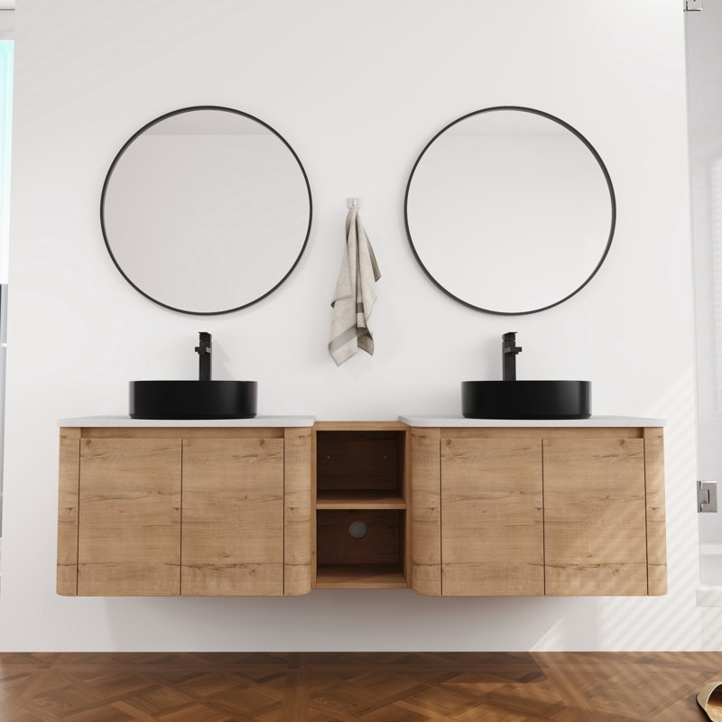 Meuble-lavabo double 72 po avec comptoir en quartz, 72"