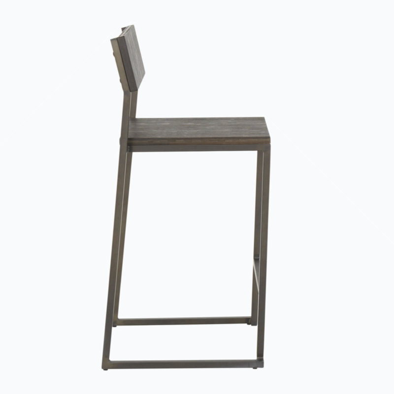 Tabouret de comptoir industriel en métal antique et bambou à grain de bois pressé espresso par Lumisource - ensemble de 2