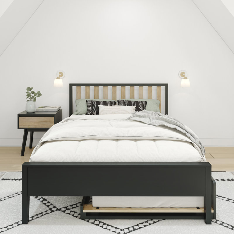Brubaker Kids Platform with Trundle, Full, Black/Blonde