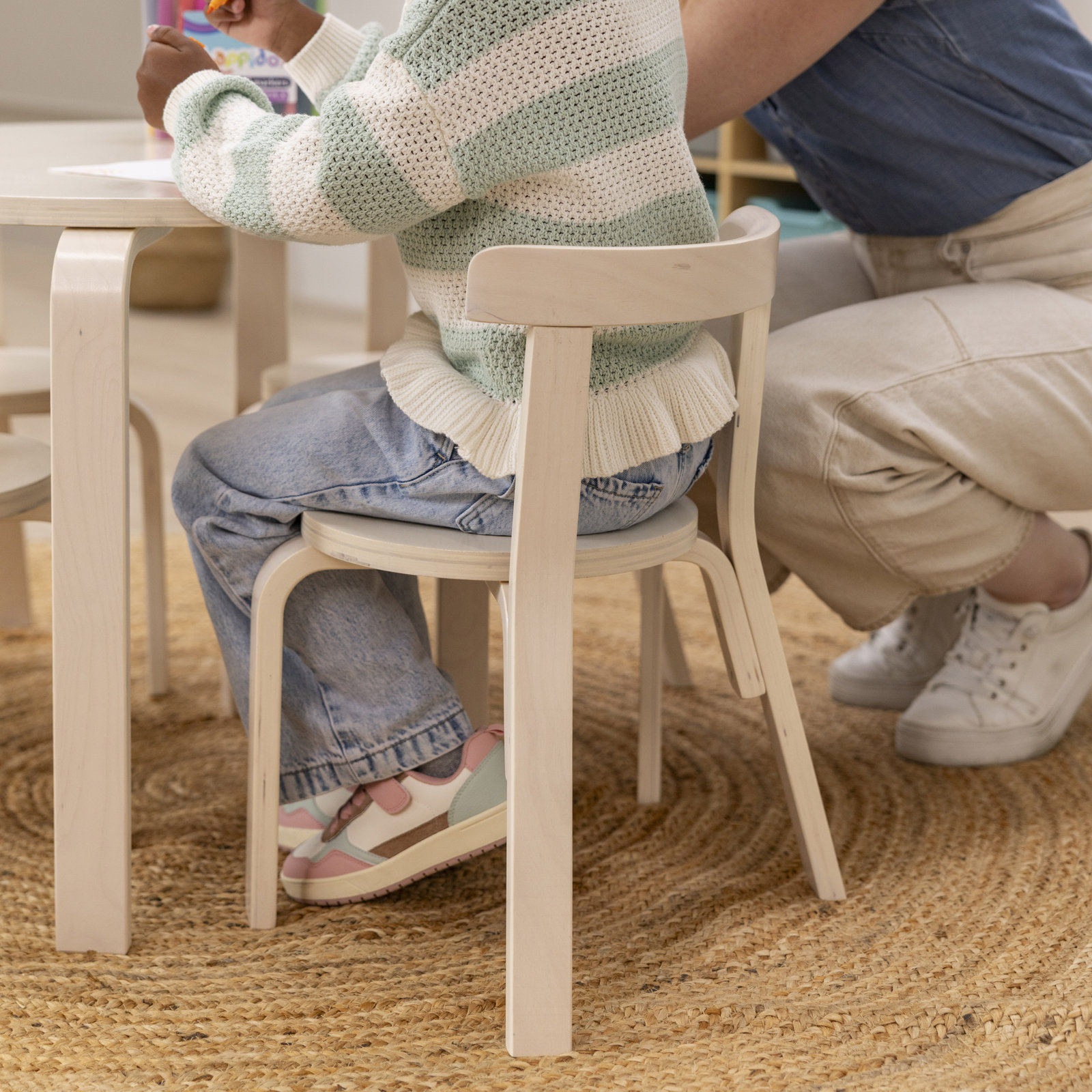 Bentwood Kids Table and Chair Set, White Wash