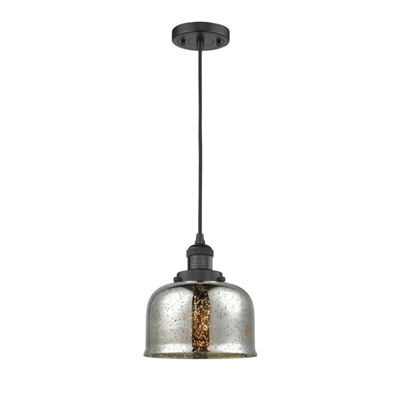 Luminaire suspendu pour îlot de cuisine 1 lumière Cedeno, Ampoule DEL 6 watts Vinage, Argent mercuré, Noir mat
