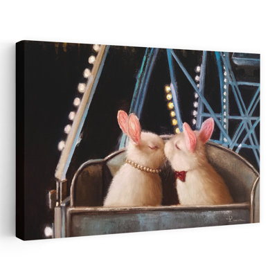 Premier baiser - animaux, urbain et pop, surréalisme, humour, lapins, art
