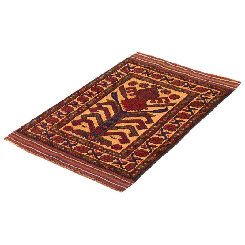 Tapis unique en laine noué à la main 2 pi 9 po x 4 pi 8 po nouvel âge Eithne