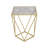 Creative Simple Glass Side Table,Gold+White Color