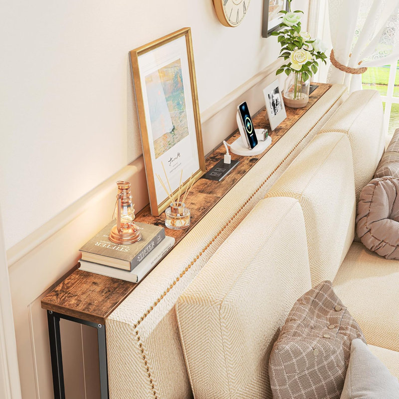 5.9 Inch Narrow Console Table With Outlet Sofa Table Set Of 2