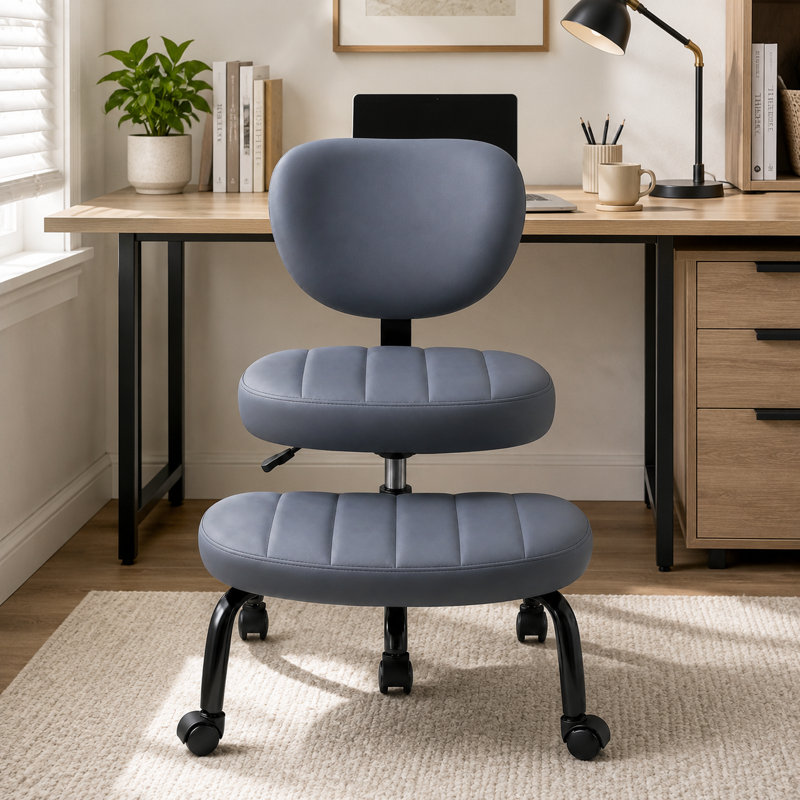 Fauteuil ergonomique de formation ADHD Focus, chaise de bureau de méditation à pieds croisés avec roulettes, pivotant à 360 ° et réglable en hauteur avec support lombaire