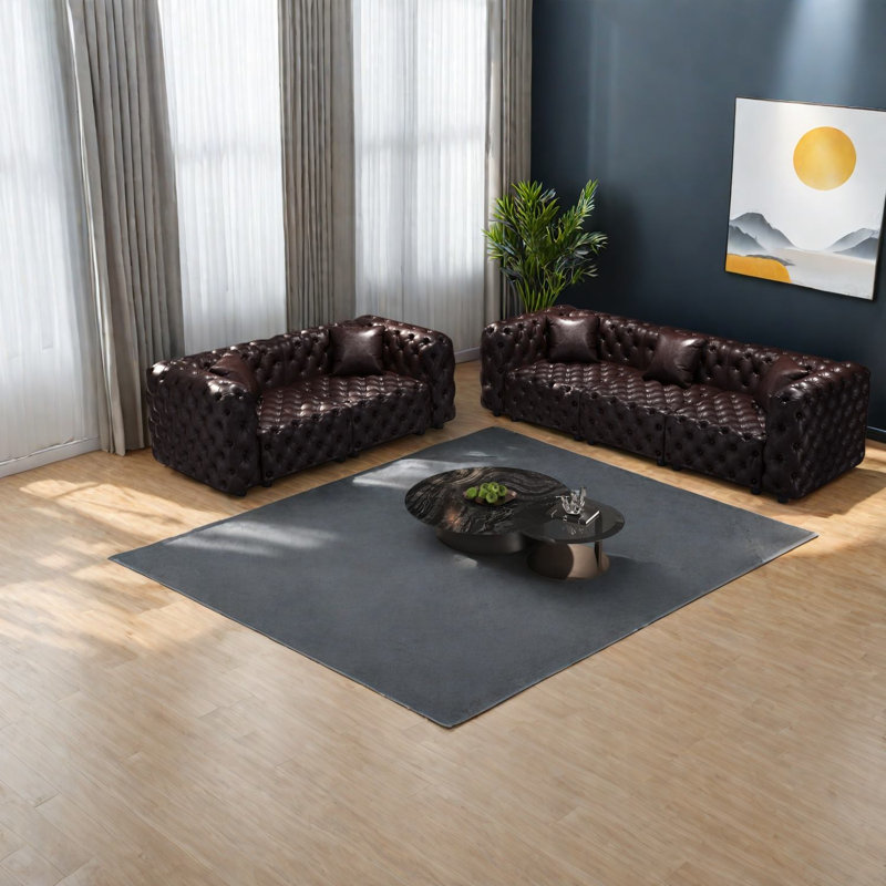 Canapé modulaire moderne en cuir synthétique 5 places