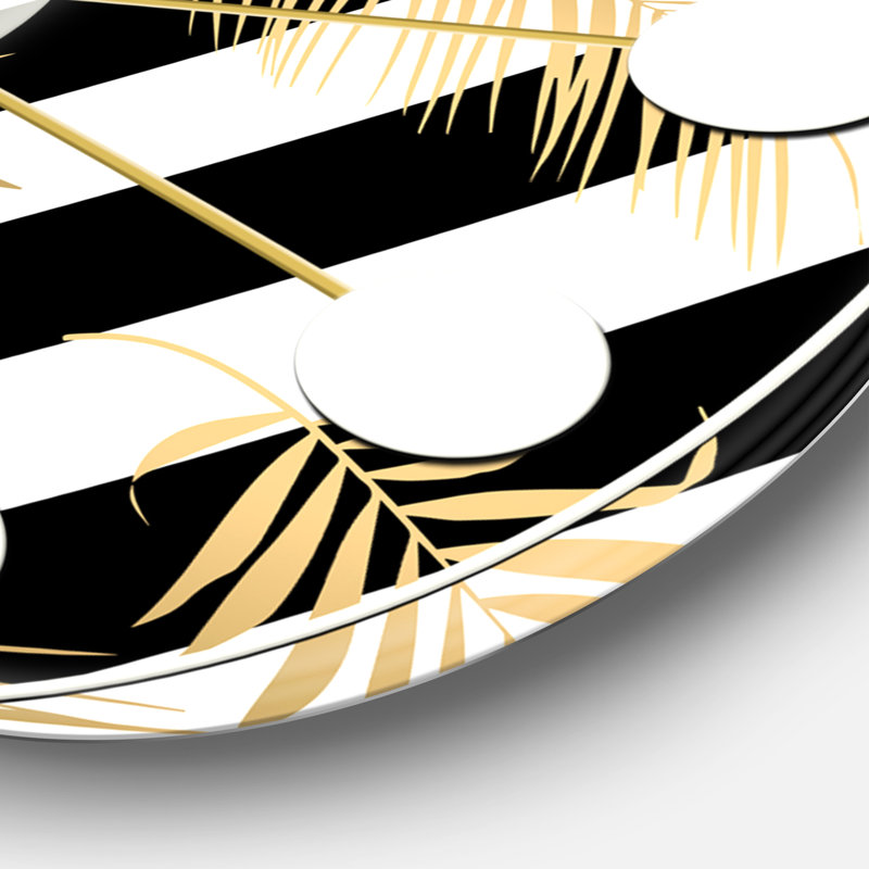 Golden Foliage VII - horloge murale Mid-Century moderne, Moyenne