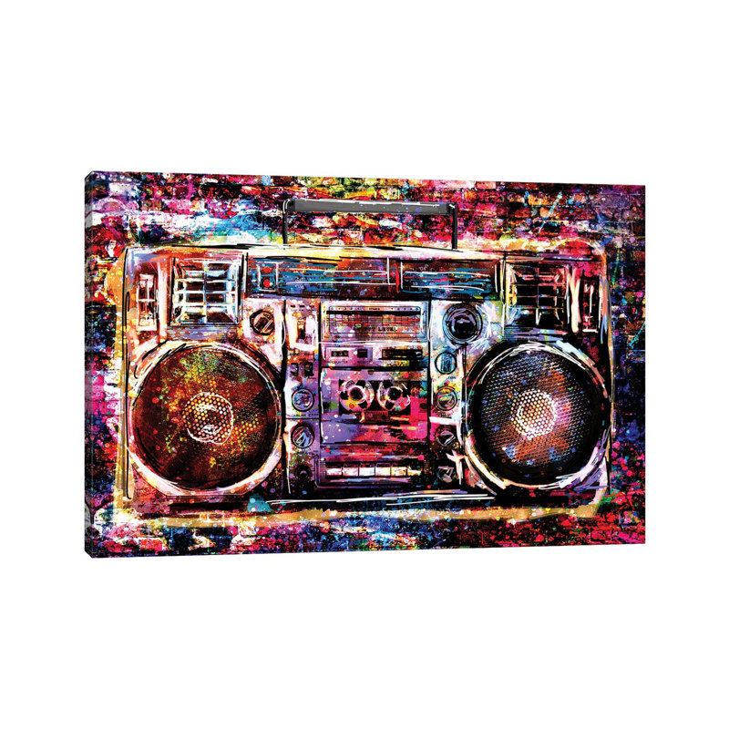 Boombox "80s Vibe" - Giclée sur toile tendue avec châssis, H 26 po x l 40 po