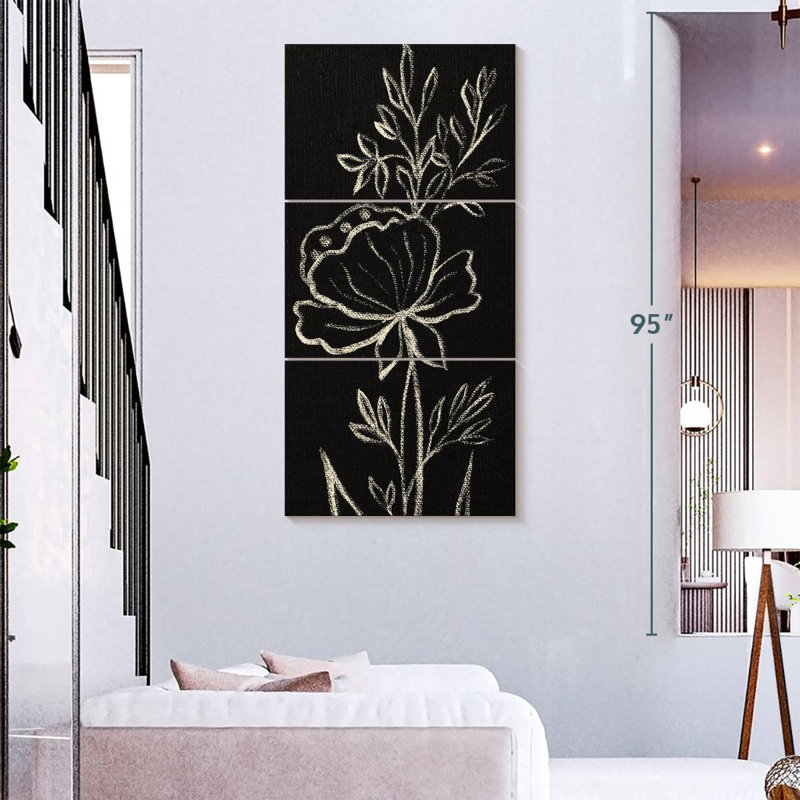 Black Floral, 75" H x 36" W