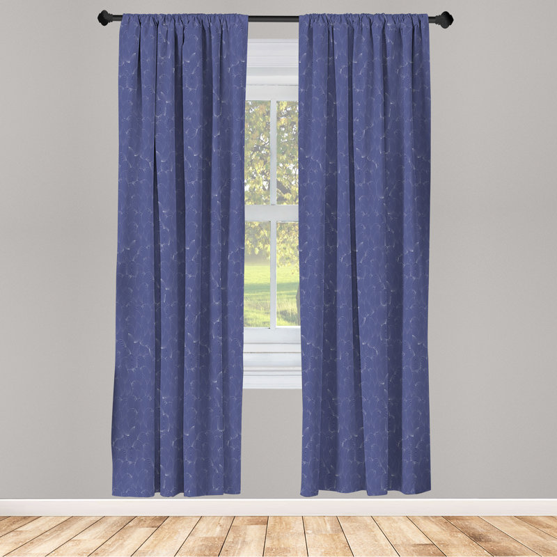 Paire de rideaux abstraits, cercles modernes, paire de 28 po, bleu foncé et blanc, L 28 po x L 95 po