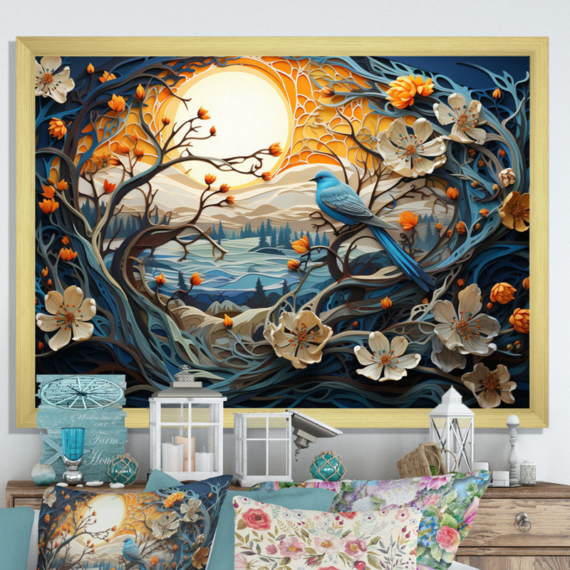 «Winter Frozen Elegance Papercut», reproduction d'art sur toile, H 30 po x l 40 po x P 1,5 po, Cadre doré à une seule photo