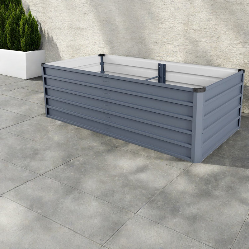 Deep Root Planters, Galvanized Metal 70.9in Modern Raised Bed For Home