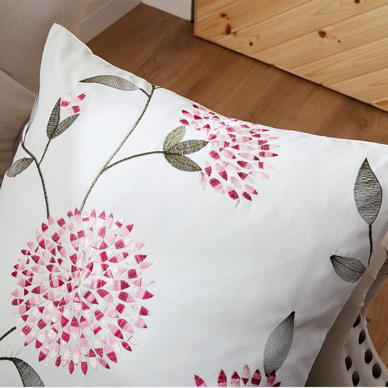 Floral Square Euro Cushion Cover, Burgundy