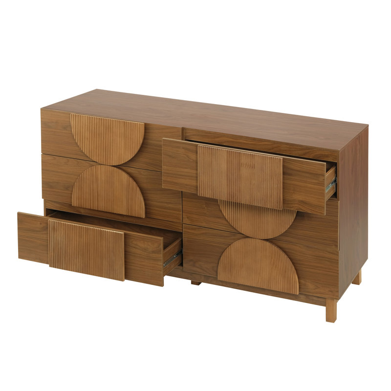Commode 6 tiroirs pour chambre à coucher, Brun