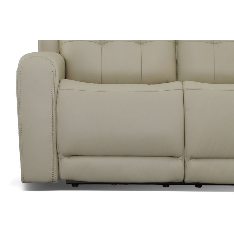 Grant 63" Leather Reclining Loveseat, Ivory Genuine Leather