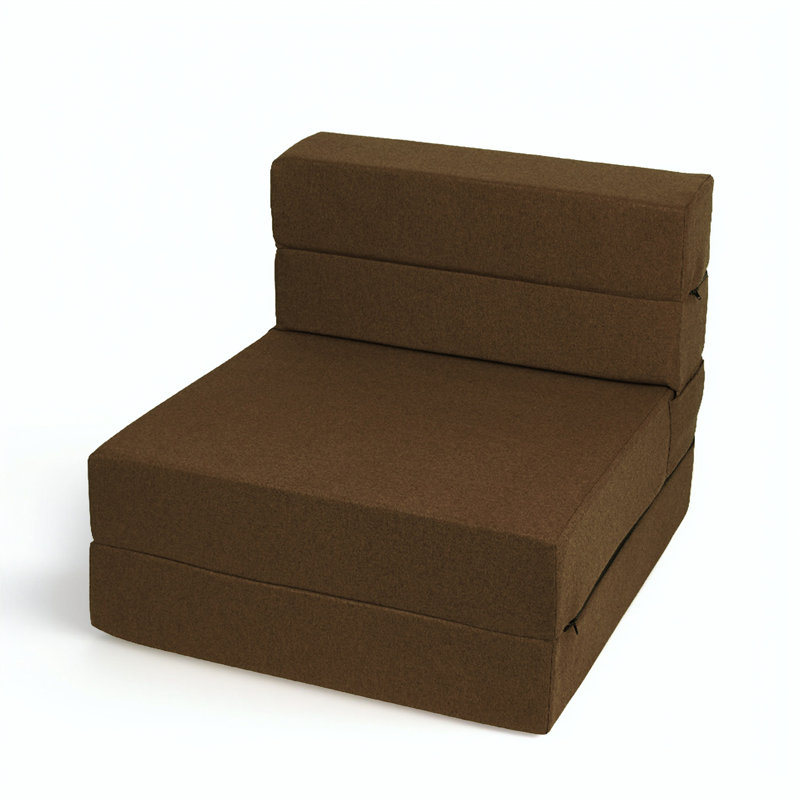 Fauteuil à billes convertible Graciela: canapé-lit simple transformable avec matelas en mousse à mémoire de forme, Brun