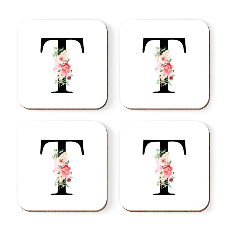 Sous-verre à motif floral rosé, T