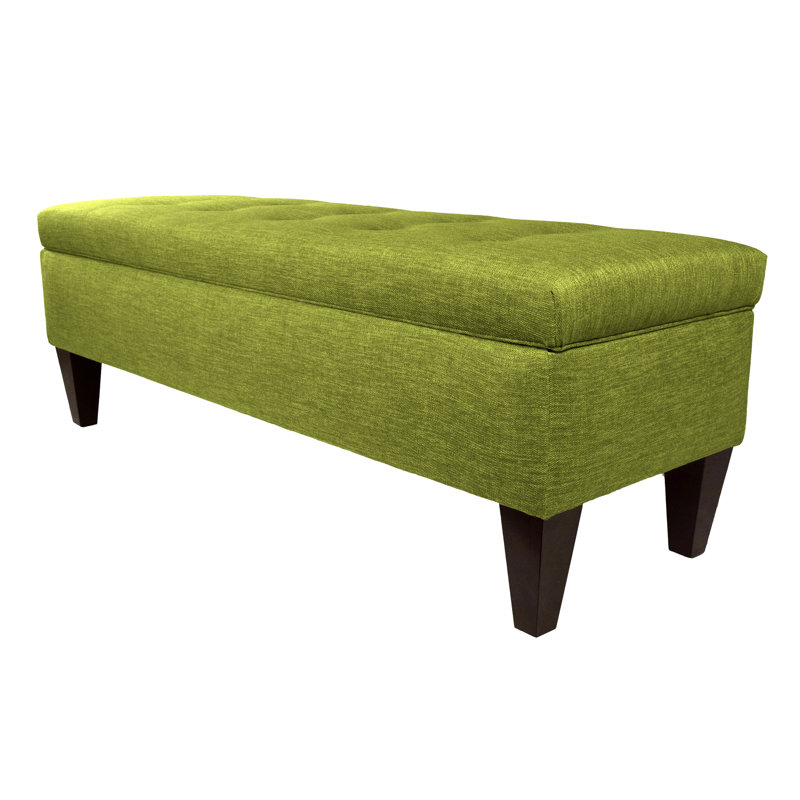 Philson Polyester Upholstered Storage Bench, Grass Green