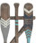 Wood Arrow and Stripe Patterned Paddle Home Wall Decor with Muted Blue Accents-1042279892