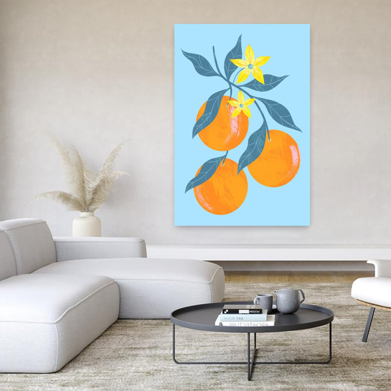 Orange Branch Contemporary Fruit Flower Wall Art, 60" H x 40" W