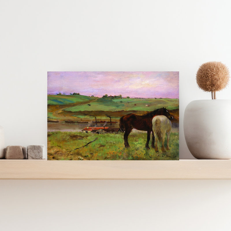 Chevaux dans un pré, 1871, cheval rustique moderne classique, impression d'art mural nature, H 12 po x l 18 po