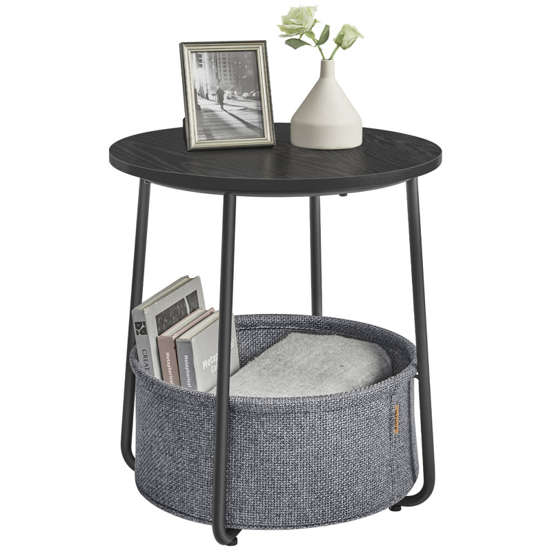 Lauranne Side Table with Storage, Ebony Black/Slate Grey