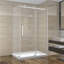SERA 48"W X 32"D X 75"H X 10Mm Reversible Sliding Shower Door With Square Design Hardware In Chrome With 32" Side Panel