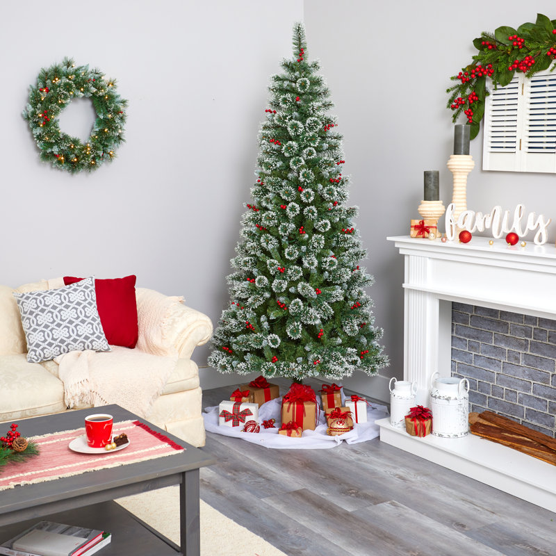 Lighted Artificial Christmas Tree, 7' H