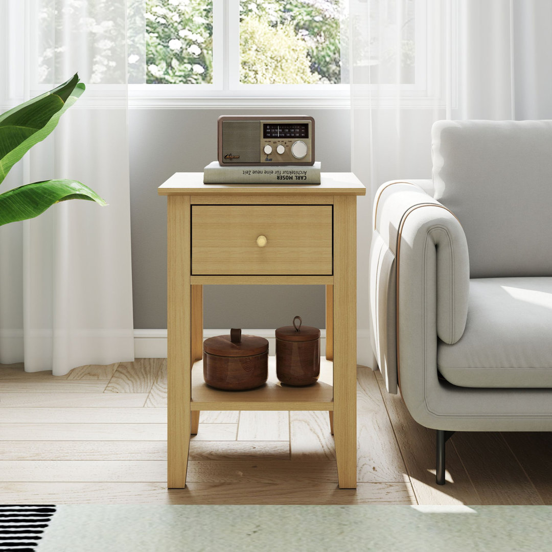 Rover One-Drawer Bedside Cabinet, Oak-Effect Finish, Metal Runners