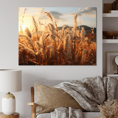 Beige Herbs Field II - Landscapes Canvas Art Print