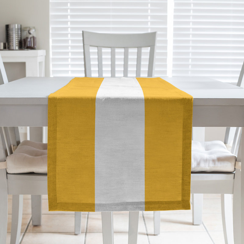 Boston Table Runner, 102" x 58", Cotton Blend, Pittsburgh Gold/White/Pittsburgh Gold