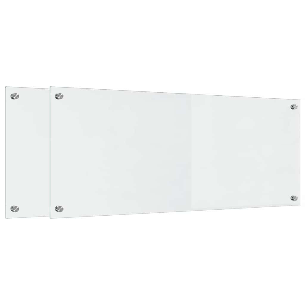 vidaXL Kitchen Backsplash 2 pcs Transparent 100 x 40 cm Tempered Glass - Image 2