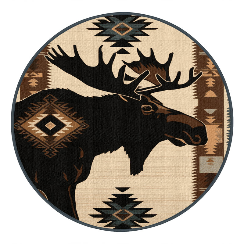  Tapis lavable orignal du sud-ouest, Rond 4 pi