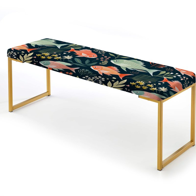 Motif côtier de poisson tropical Fiesta - banc rembourré doré Coastal