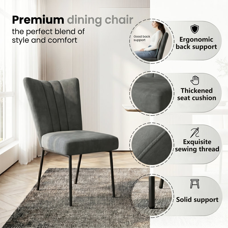 Extendable Dining Table Set for 6, 130–170 cm Extendable Gray Tabletop, Metal Cross-Leg Base with Fabric Chairs, Modern Style Table Set for Dining Room and Kitchen