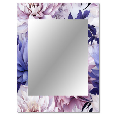 Keriann Exquisite Purple Beauty Floral Pattern - Floral Decorative Mirror, Cottage Large Wall Mirror, Printed Metal Art